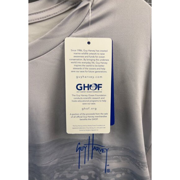 Guy Harvey XXL UPF 50 Long Sleeve Shirt With Marine Life Design Tuna Flying Fish - Picture 4 of 7